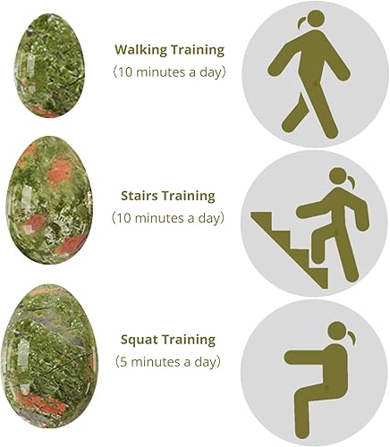 Miniatura 4 de Unakite - Juego de varita Yoni de huevo Yoni perforado, jade natural, bola de masaje sin taladrar para mujer, juego de destaladrar con caja