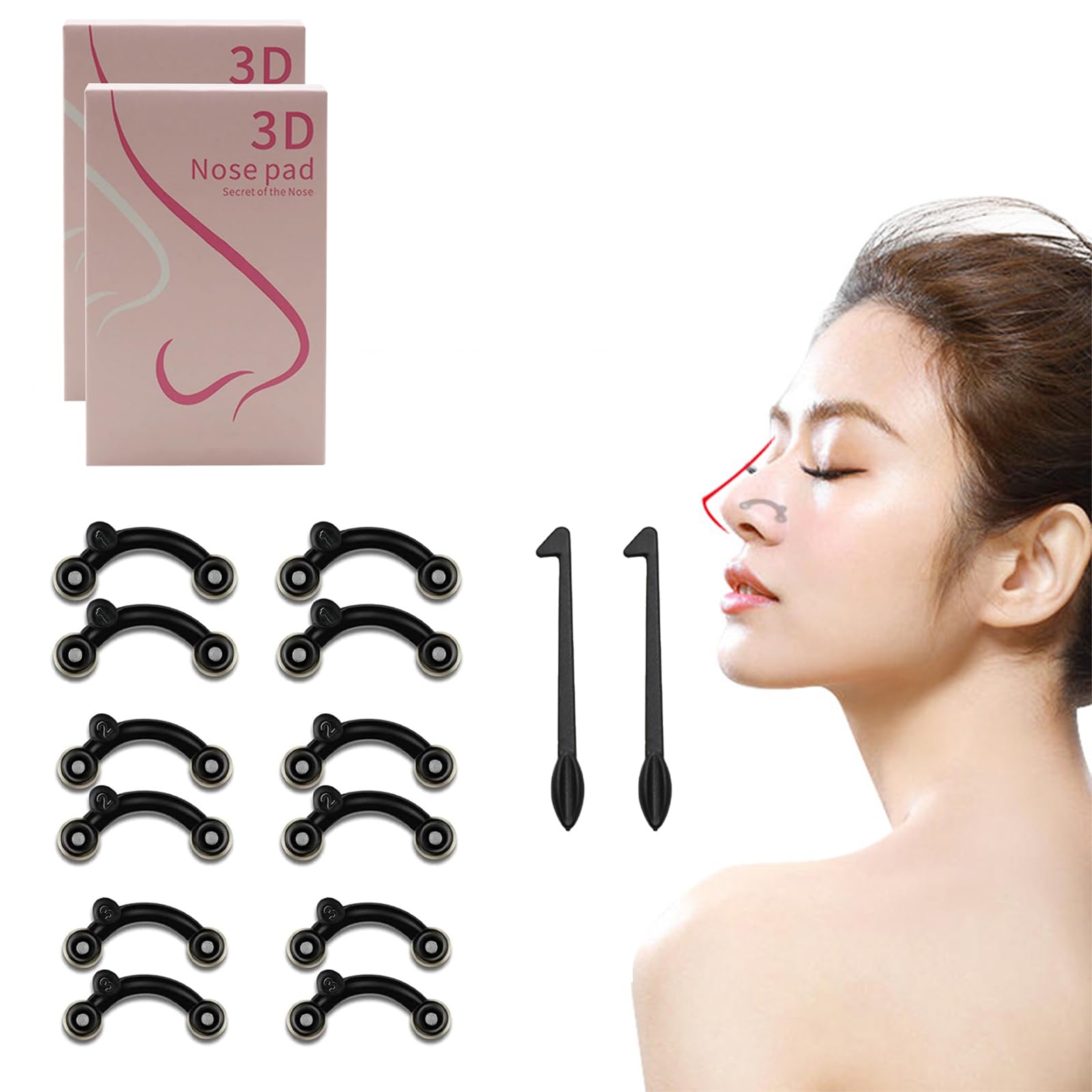 ▽即発送 ３D 鼻プチ2袋 ブラック ノーズクリップ 美鼻 鼻筋補正 痛くない Amazon | DELUXEFOX 鼻クリップ ノーズクリップ 新型 鼻プチ 3