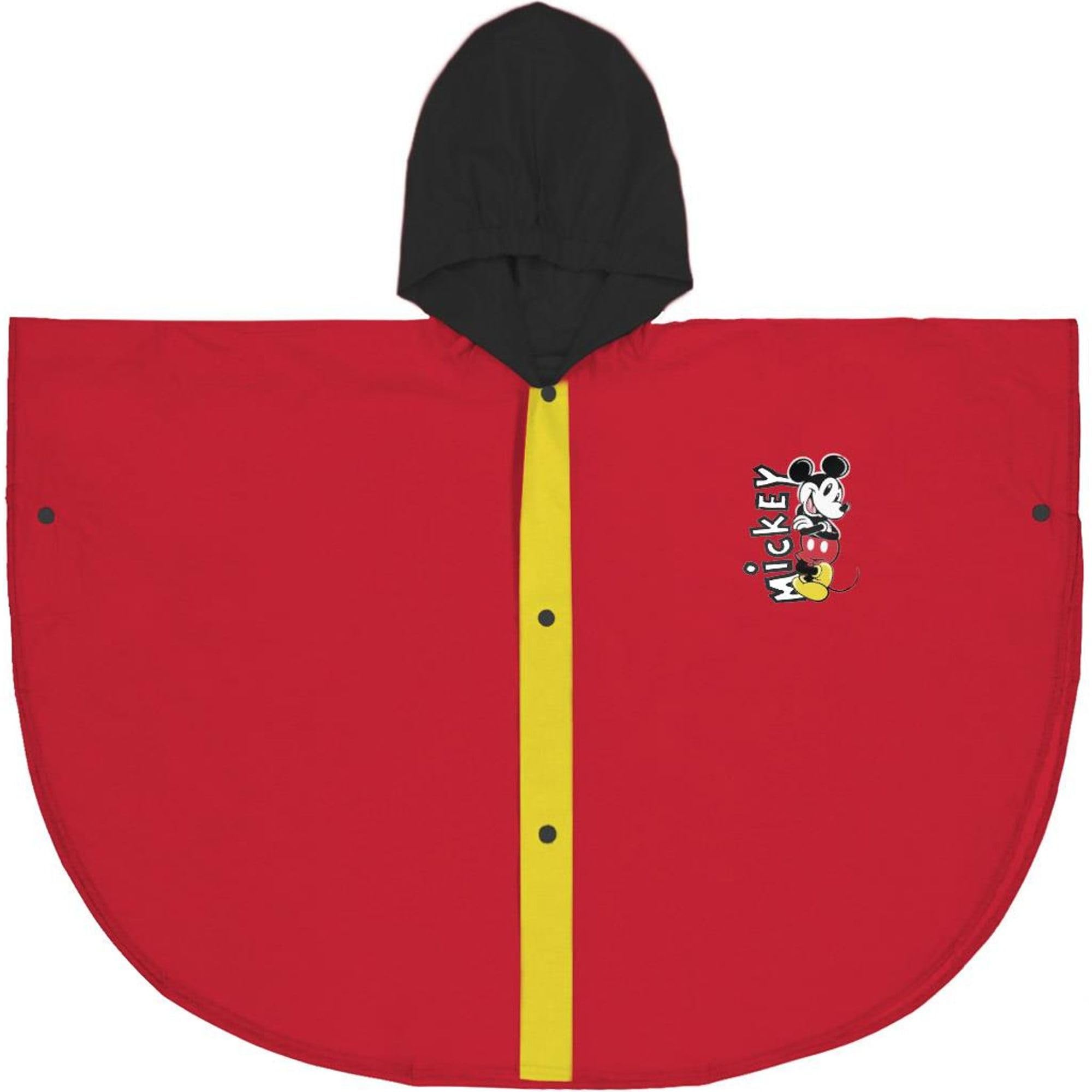 Poncho Impermeable de Mickey Mouse para Niños - Tala 5/6 Años - Color Rojo con Capucha en Negro - Elaborado en PVC con Cierre de Botones - Producto Original Diseñado en España