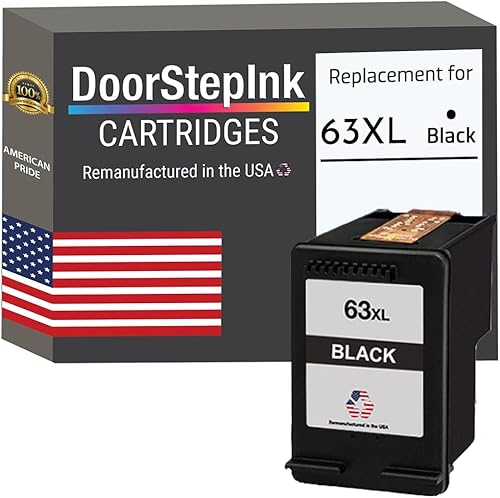 DoorStepInk Cartucho de tinta remanufacturado en Estados Unidos para HP 63XL 63 XL negro para HP Envy 4512 4525 4523 HP Officejet 4655 5255 HP