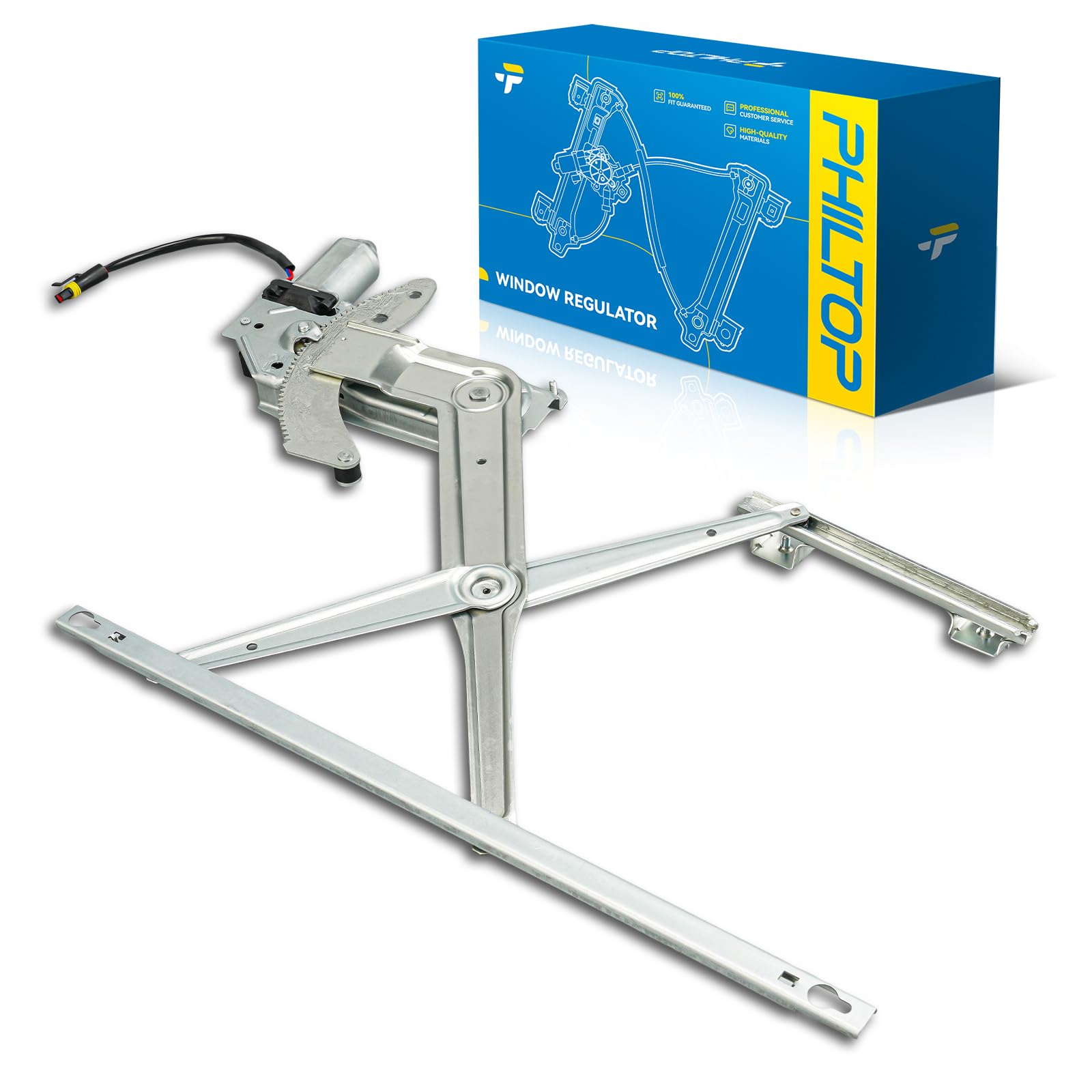 PHILTOP Front Left Driver Side Power Window Regulator and Motor Assembly Compatible with 1994-2001 Dodge Ram 1500 1994-2002 Dodge Ram 2500 1994-2002 Dodge Ram 3500 Replaces 741-753,2 Pins