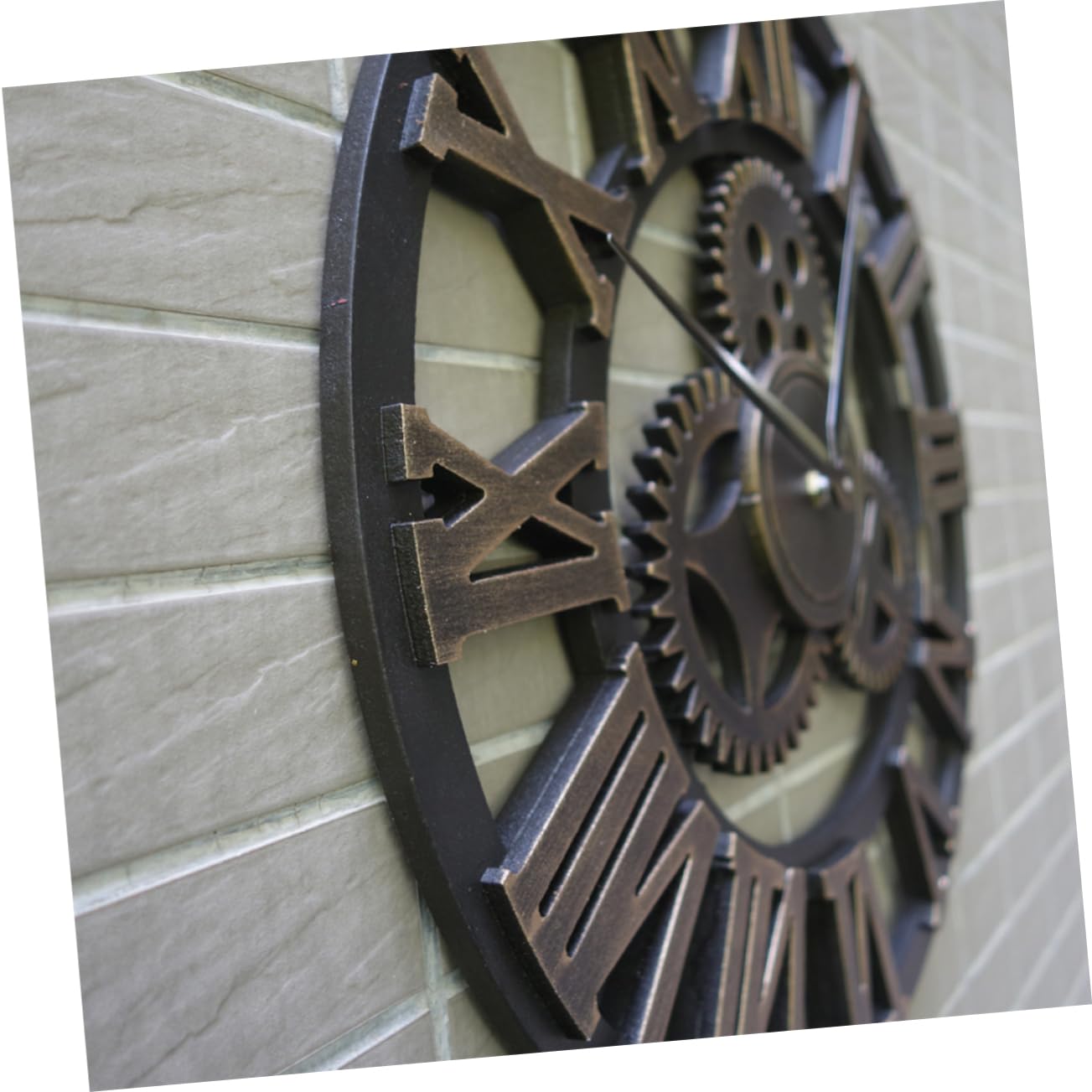 ABOOFAN Reloj de Pared Retro Decorativo de Estilo Industrial 34 Cm | Madera Dorada, 1 Pieza, Diseño Creativo Colgante, Formato de 34cm, Envío sin Batería