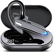 EUQQ Bluetooth Single wireless Headset Handsfree Earpiece for phone, V5.3 in-Ear Headphone with Microphone,USB-C Charge, Waterproof Earphones for Driving/Business/Office with Android/iOS,Laptop