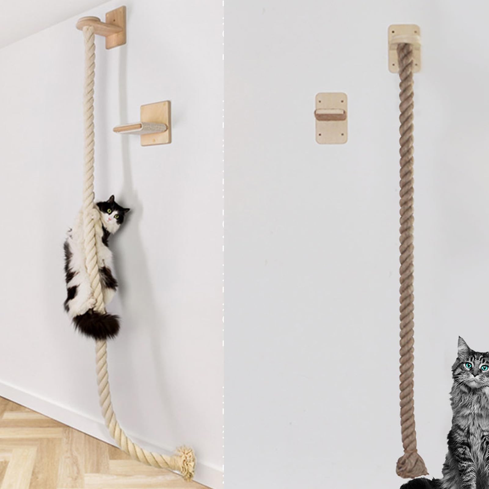Montado en la Pared Gato Escalador y rascador, árbol de Gato de Cuerda Sisal Estable con Plataformas de Salto para Gatos y Gatitos de Interior