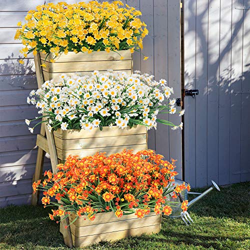 Artbloom 6 Bundles Outdoor Artificial Daisies Fake Flowers Uv Resistant Shrubs, Faux Plastic Greenery For Indoor Outside Hanging Plants Garden Porch Window Box Wedding Farmhouse Decor (Mix Color) #TOP4