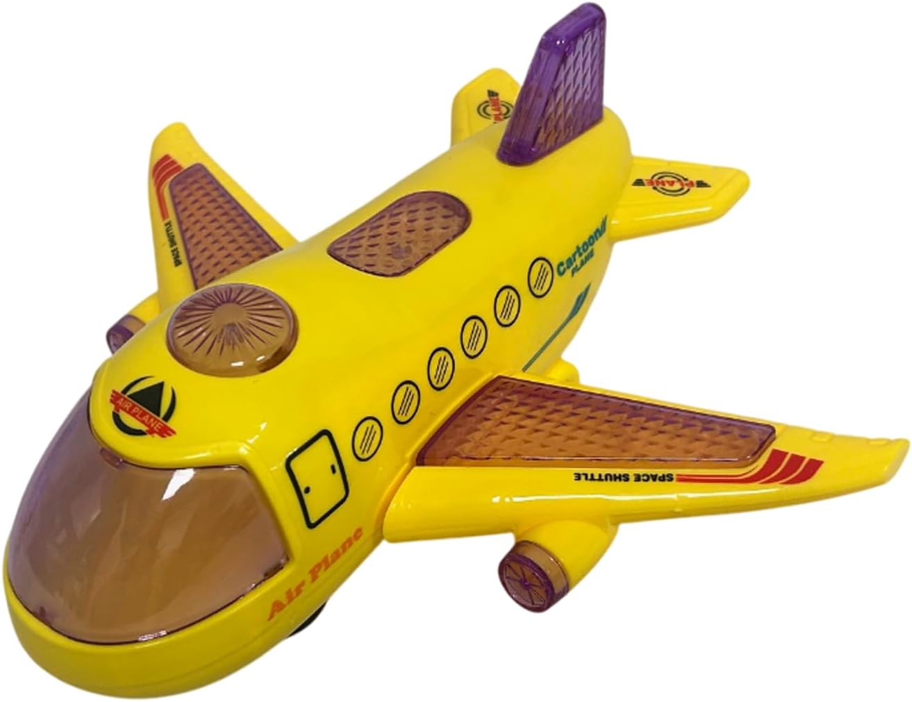 Generico Plane Toy with Lights Sounds and Movement Mystery Bump & Go Airplane Jumbo Jet Toy with Motion with Lights and Sounds Plane Large Bright Aircraft (B)