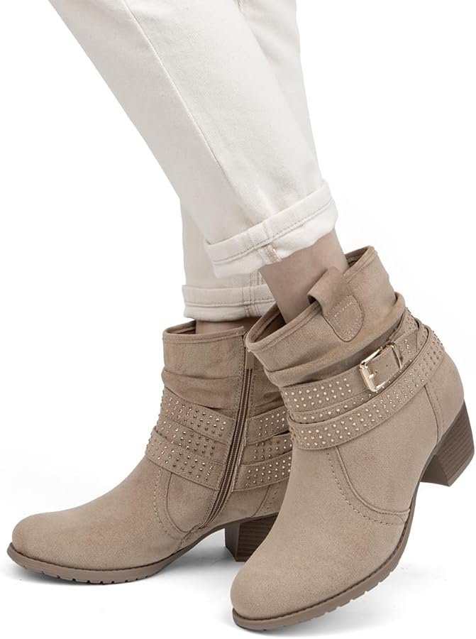 Amazon.com | VJH confort Women's Mid Calf Boots, Round Toe