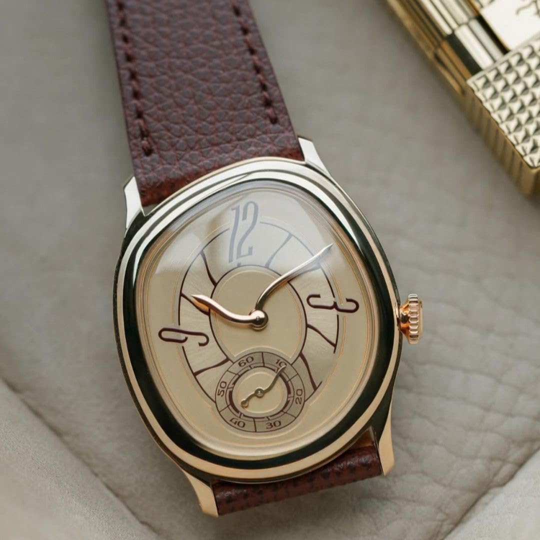 Gosasa Orologio da polso al quarzo, unisex, elegante, con cinturino in pelle morbida, design unico a spirale, alla moda, per uomo e donna, regalo elegante per lui o per lei