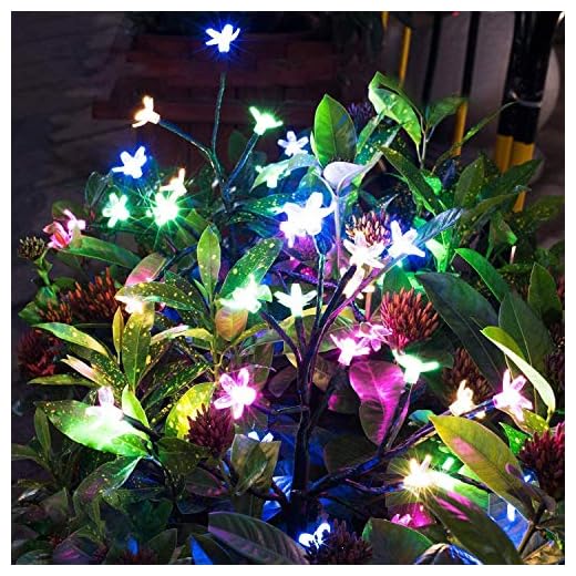 Solar Garden Decorative Lights Outdoor,2 Pack Beautiful LED Solar Powered Fairy Landscape Tree Lights,Two Mode Flower Lights for Pathway Patio Yard Deck Walkway Christmas Decoration