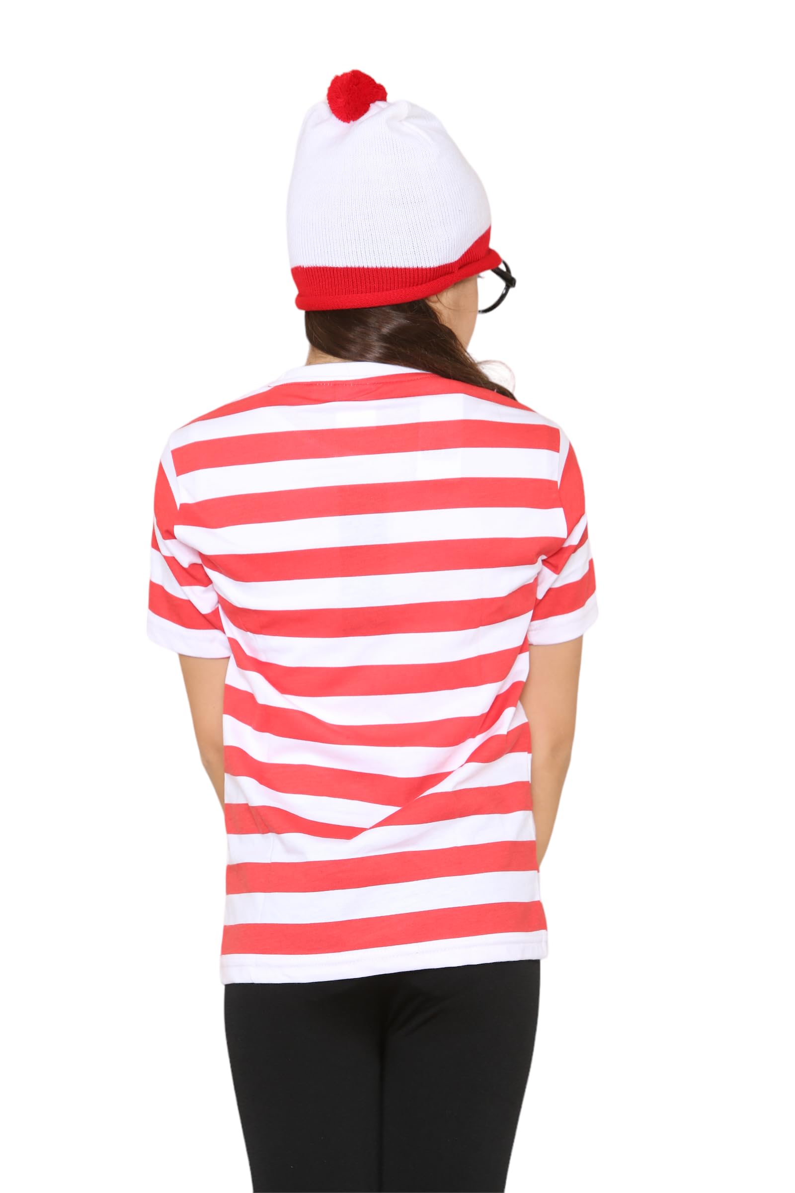 Grunge Wear® Boys Girls Red and White Round Neck T-Shirt Hat Glasses Set - Kids Book Week Fancy Dress Costume Outfit (7-8 Years) - Image 3