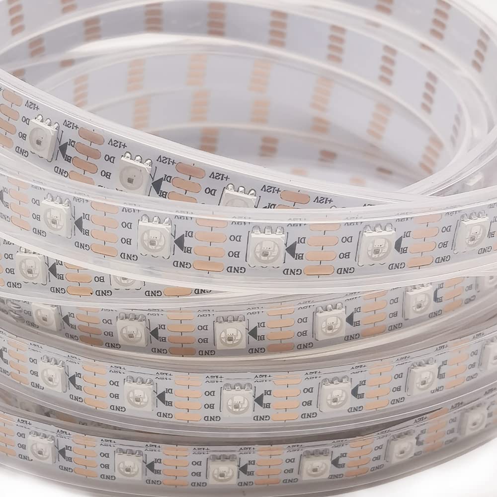 WS2815 taśma LED RGB indywidualnie adresowana 30/60/144 pikseli/diody LED / M SMD5050 taśma świetlna do telewizora IP30/65/67 DC5V DC12V (5 m, 60 LED IP67, biała płytka drukowana)
