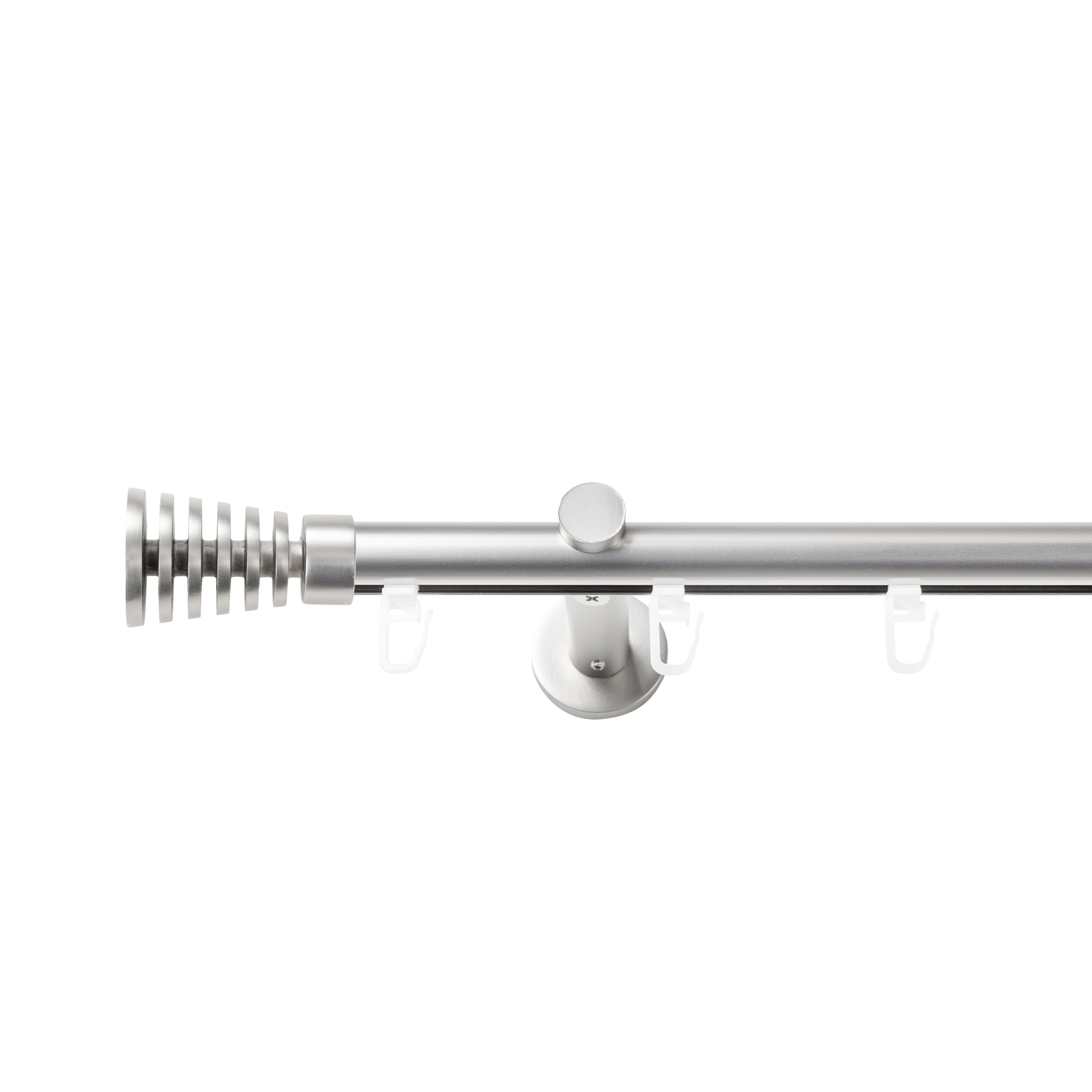 SN Deco Gardinenstange Innenlauf Gap, 19 mm, 1-läufig, Stahl, Komplett-Set mit Ringen, Profilträger, 360 cm, chrom matt