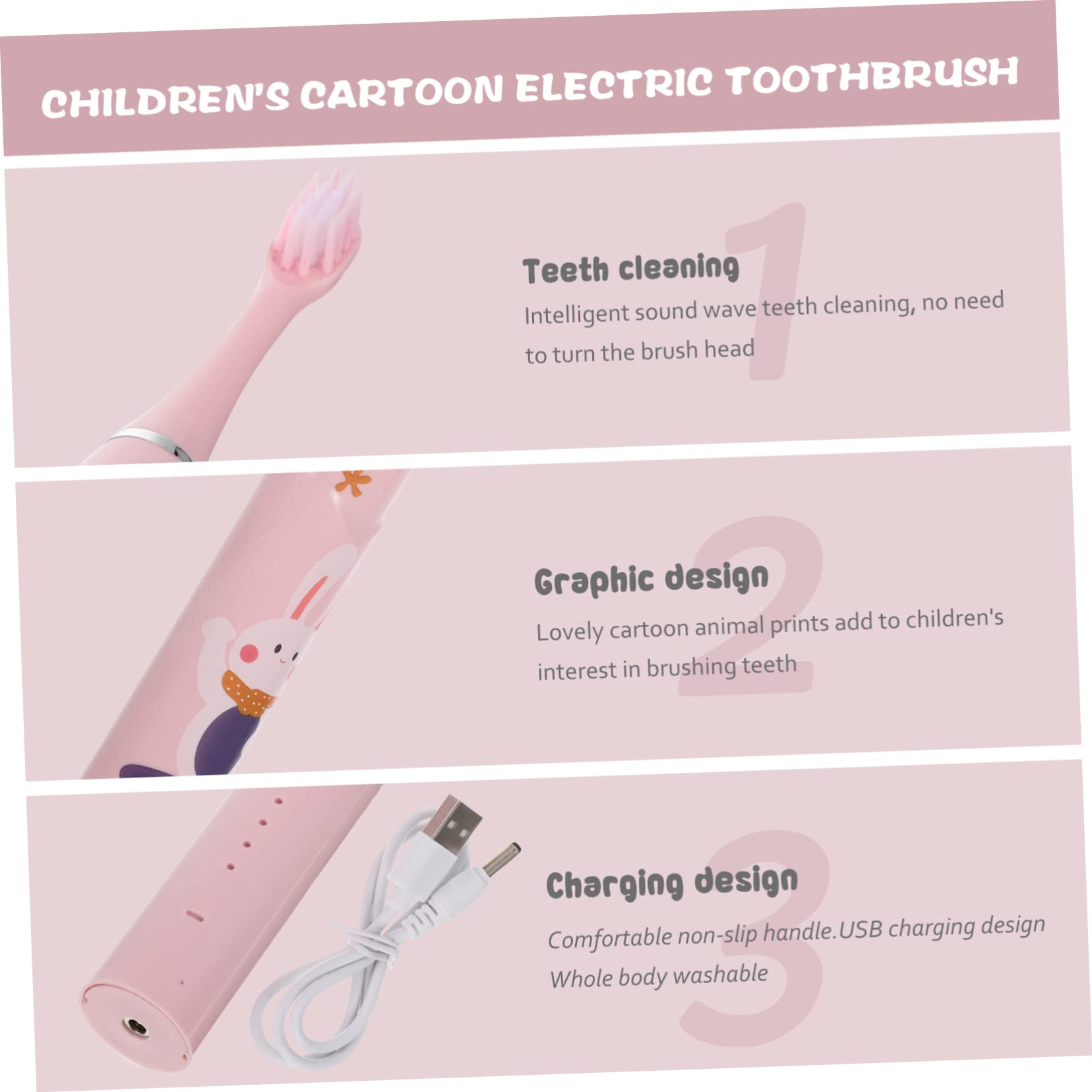 GLEAVI 2sets Spazzolino Per Cartoon Design e Portatile Per Abitudine Orale Per Rosa