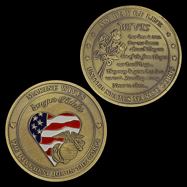 USMC Challenge Coin Marines Wives The Hardest Work On Body Copper Plated Commemorative Coin Semper Fidelis Coin