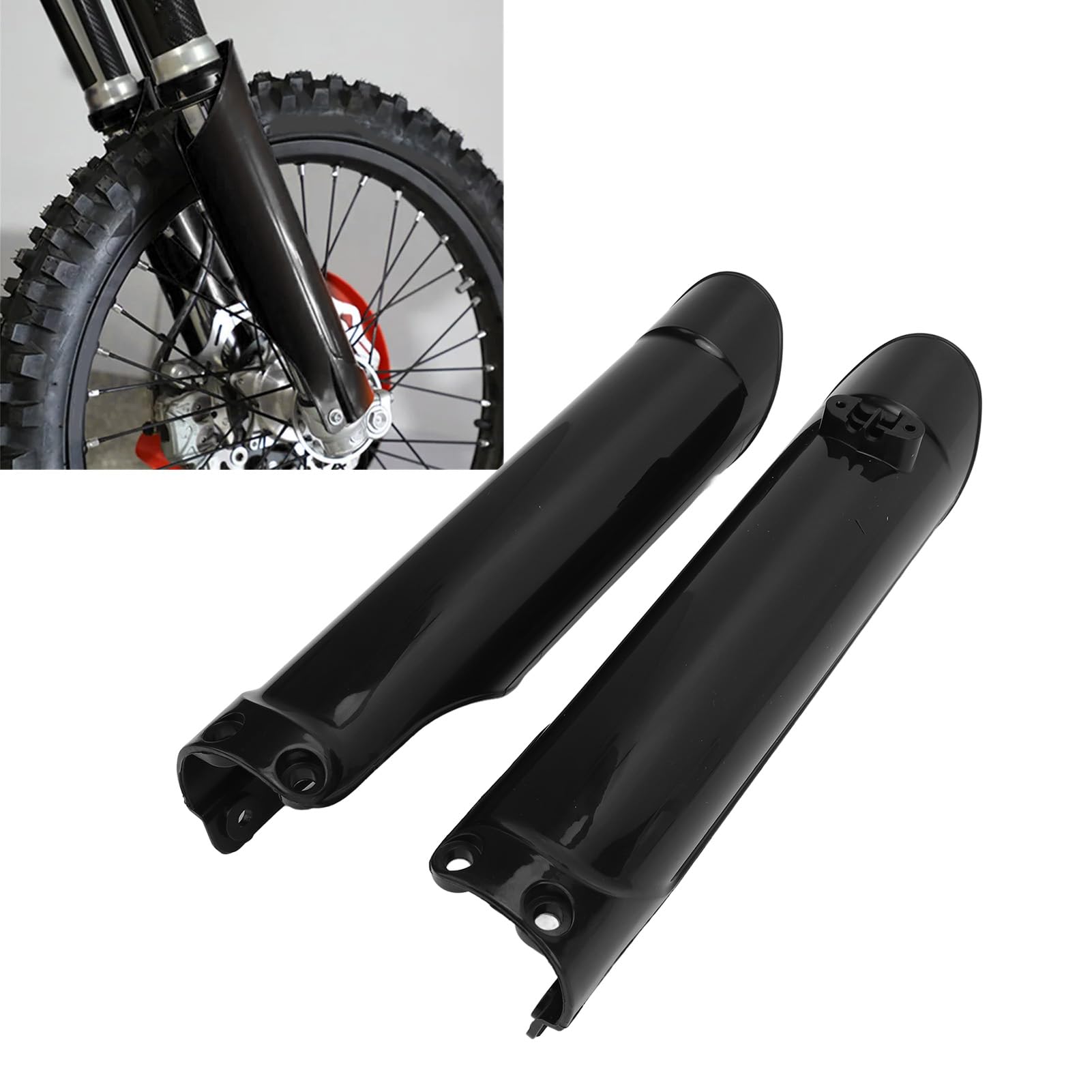 PolyGen Set di 2 coperture per tubo forcella anteriore con struttura in ABS, una protezione per ammortizzatore per EXC-500 / SX- 2015-2021, parti di manutenzione moto (Nera)
