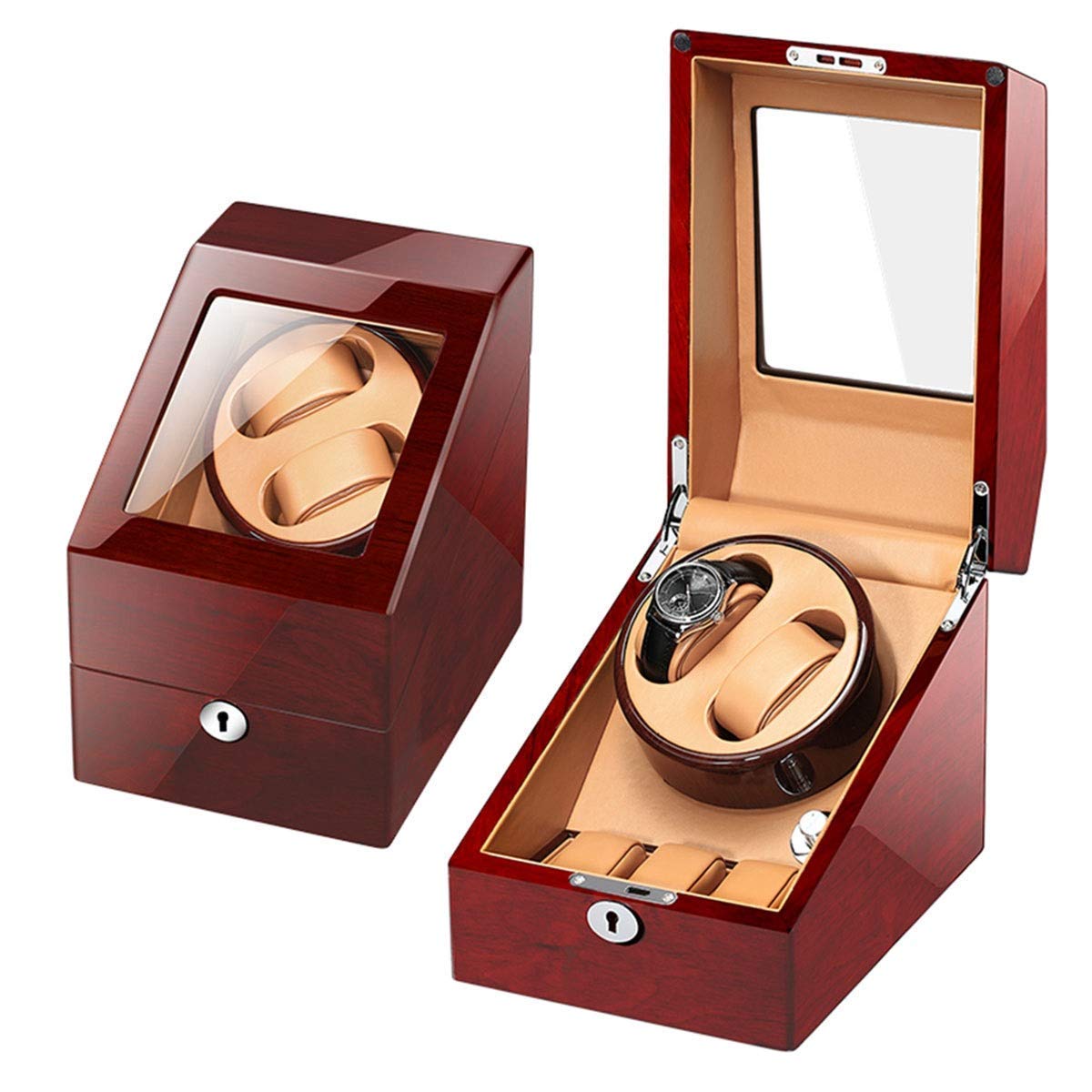 WXKAGF Motore Silenzioso con Scatola avvolgitore Automatico per Orologi 2+3 e 5 modalità di Rotazione Adattatore CA Motore Silenzioso Batteria Regalo di Festa (B) (avvolgitrice)