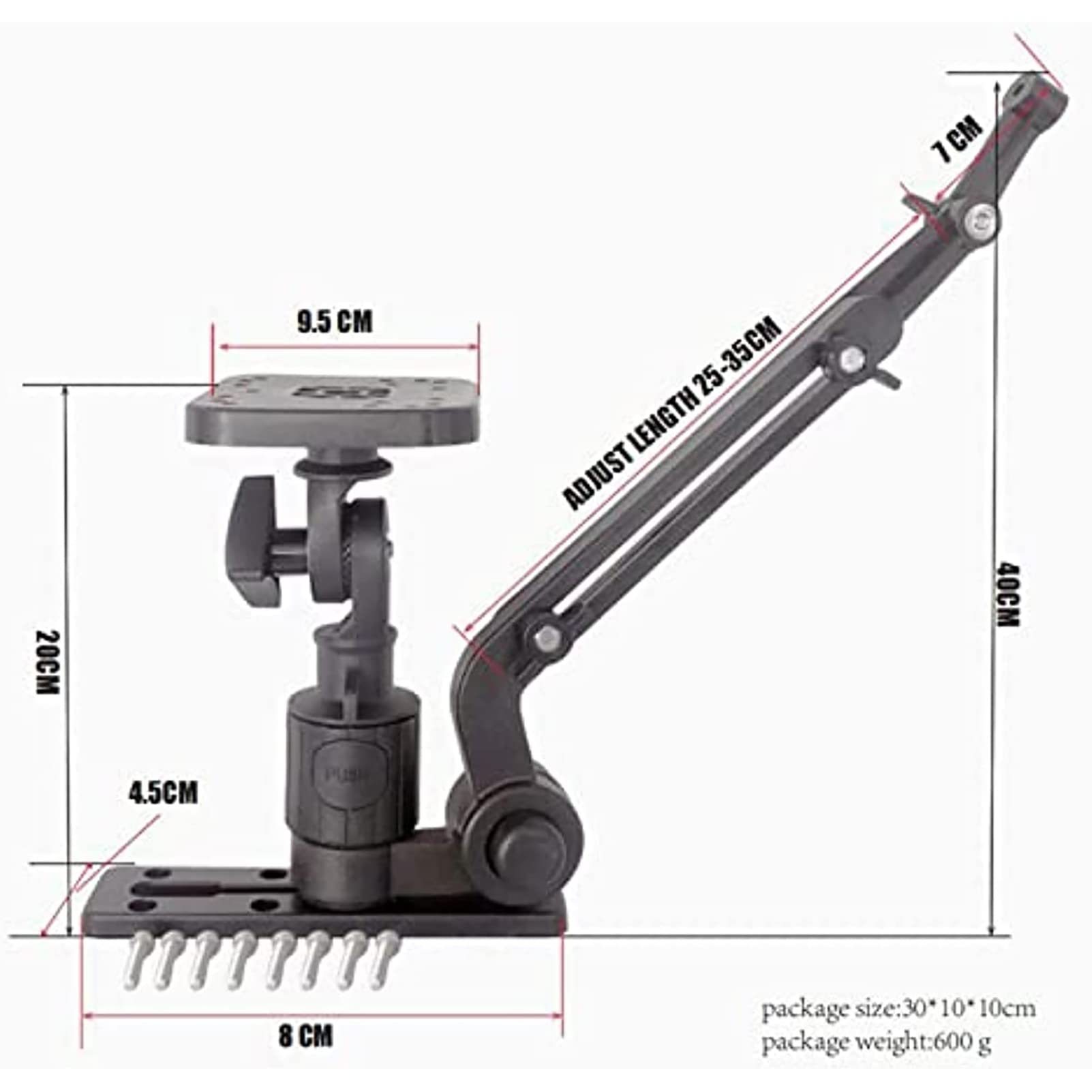 Kayak Transducer with Marine Electronics Fish Finder Base Adapter Ball Mount 1.5