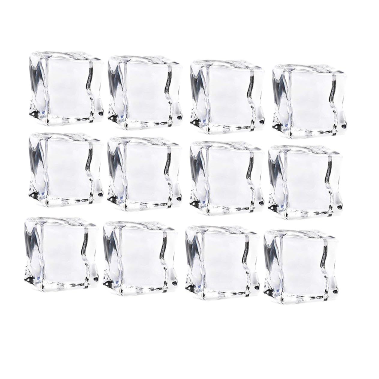 48 Cubitos de Hielo Acrílicos Reutilizables Transparentes Ligeramente Irregulares para Decoración y Accesorios de Fotografía en Eventos y Cenas