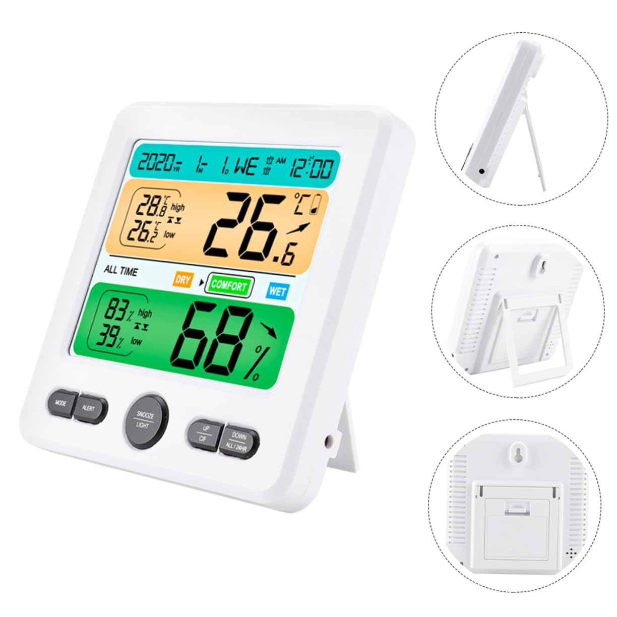 Hemobllo Igrometro Termometro Digitale Multifunzione Display per Interni Case Ufficio Serra Misuratore di Umidità Monitor della Temperatura Indicatore di Temperatura Interna