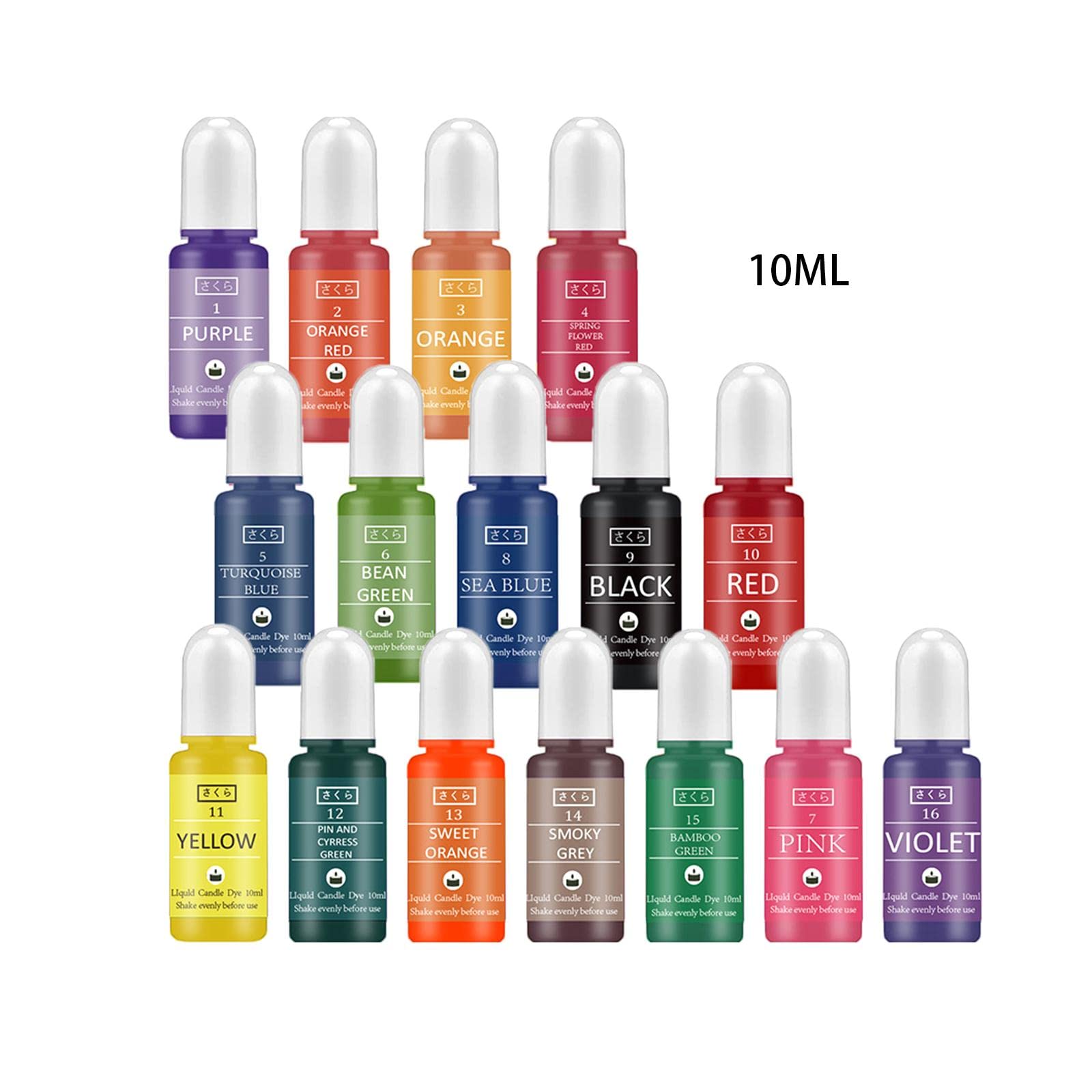 16x Kerzenfarbstoff für Die Kerzenherstellung 10ml Je DIY Kunsthandwerk
