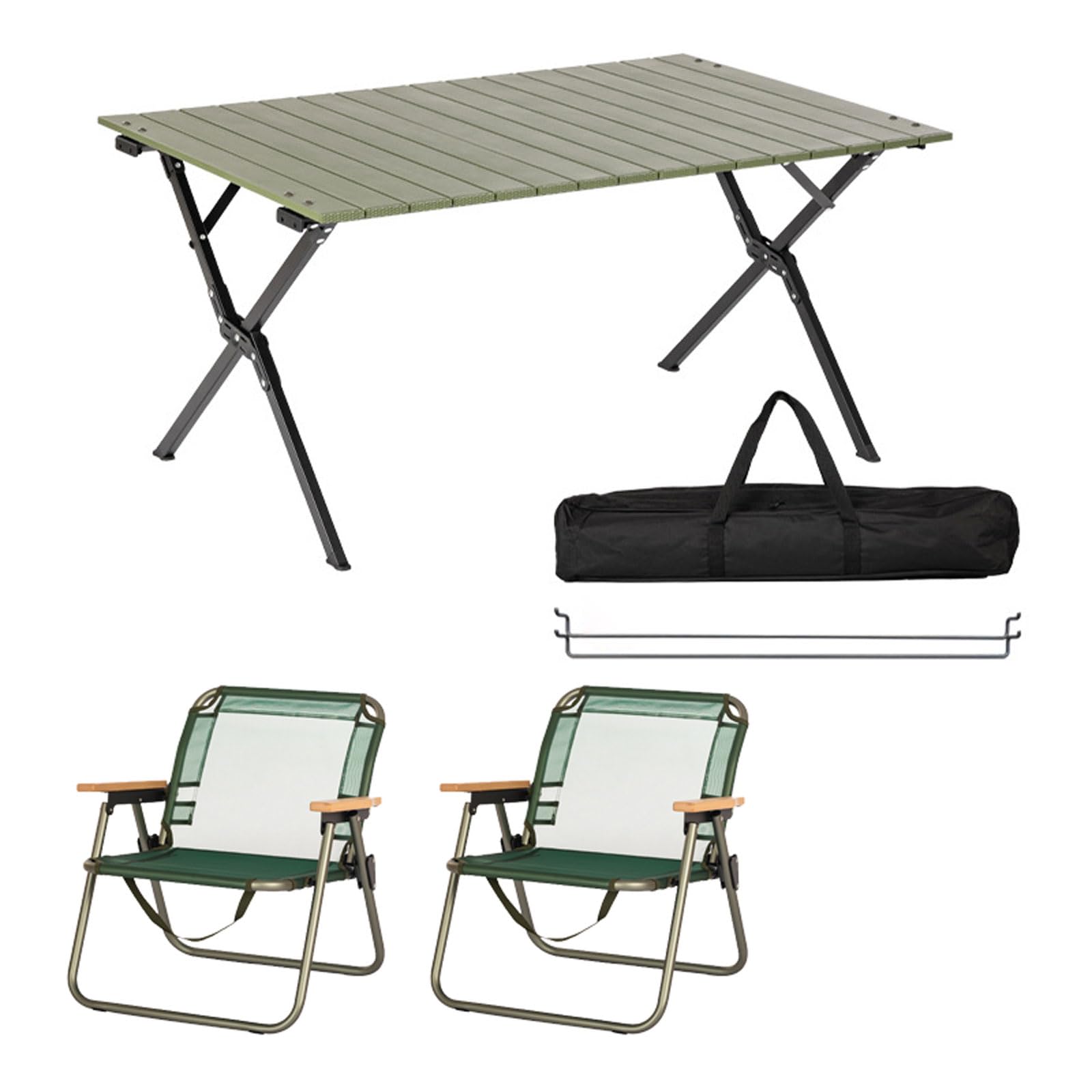 Table de camping pliante 3 pièces en aluminium avec chaises