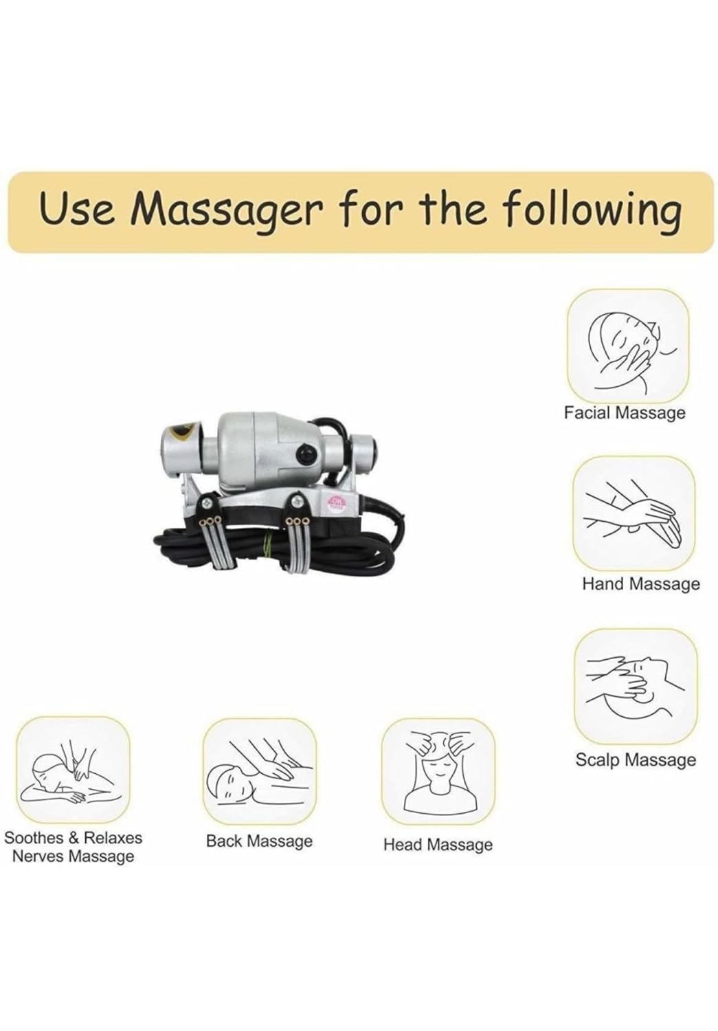 Endzone AC Daul Speed Head Massager Machine for Full Body and Pain Relief Device (DGR MASSAGER), Silver Endzone AC Daul Speed Head Massager Machine for Full Body and Pain Relief Device (DGR MASSAGER), Silver