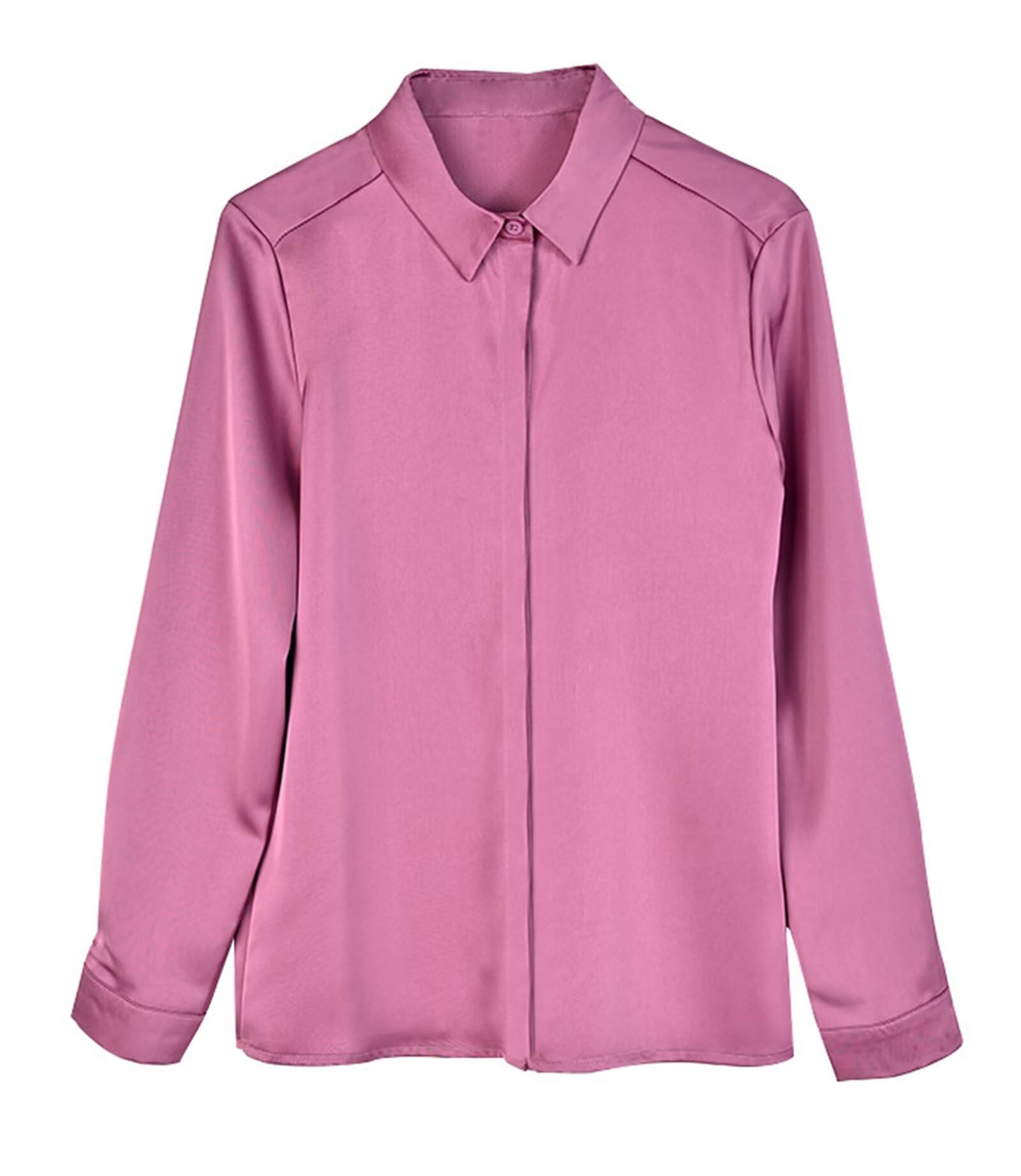 Elegante Blusa de Seda Mujer Camisas Manga Larga de Oficina,100% Seda