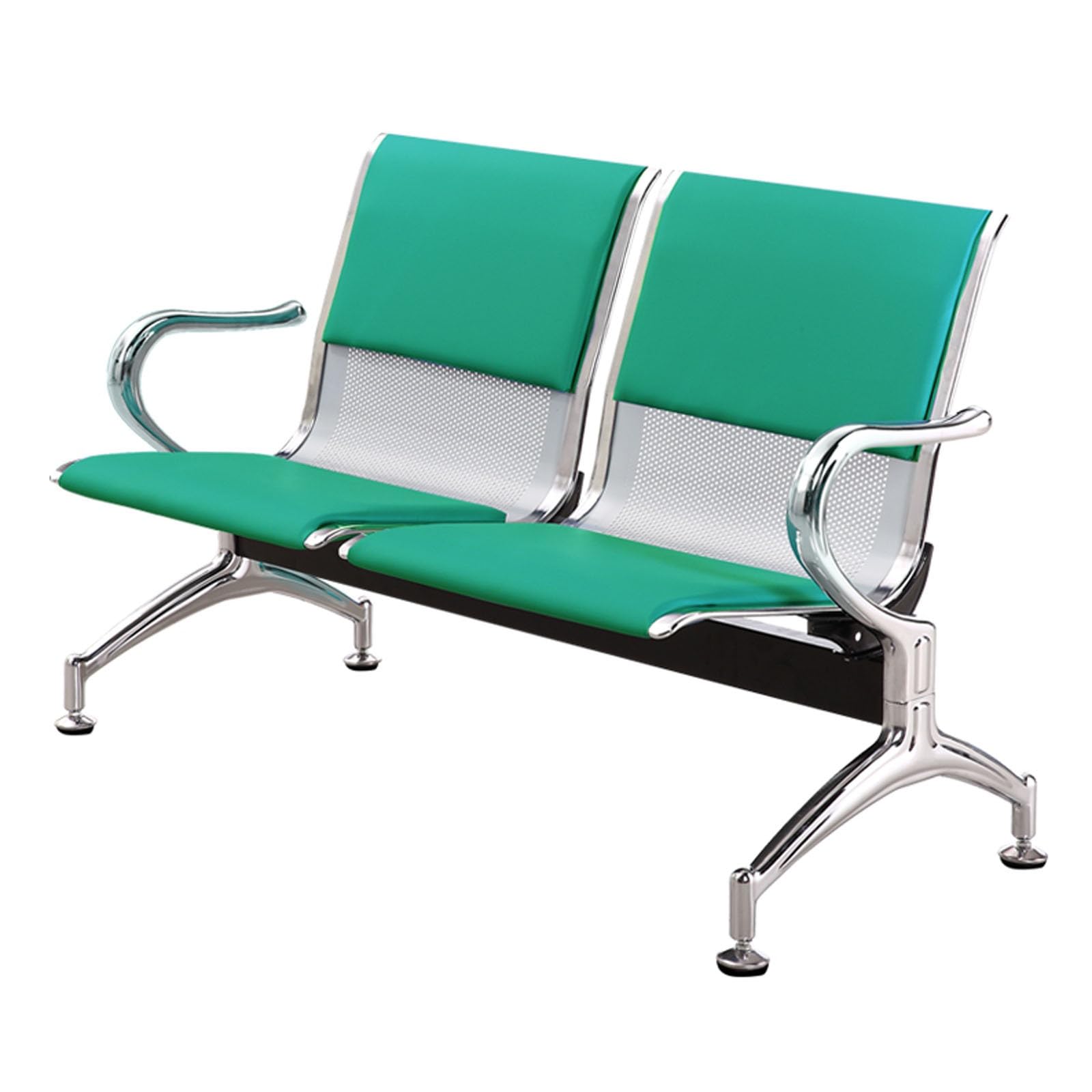 SaryEdge PU Cushioned Green Reception Bench with Armrests - Comfortable Chair for Offices, Airports & Banks - Stylish & Durable Seating Solution,