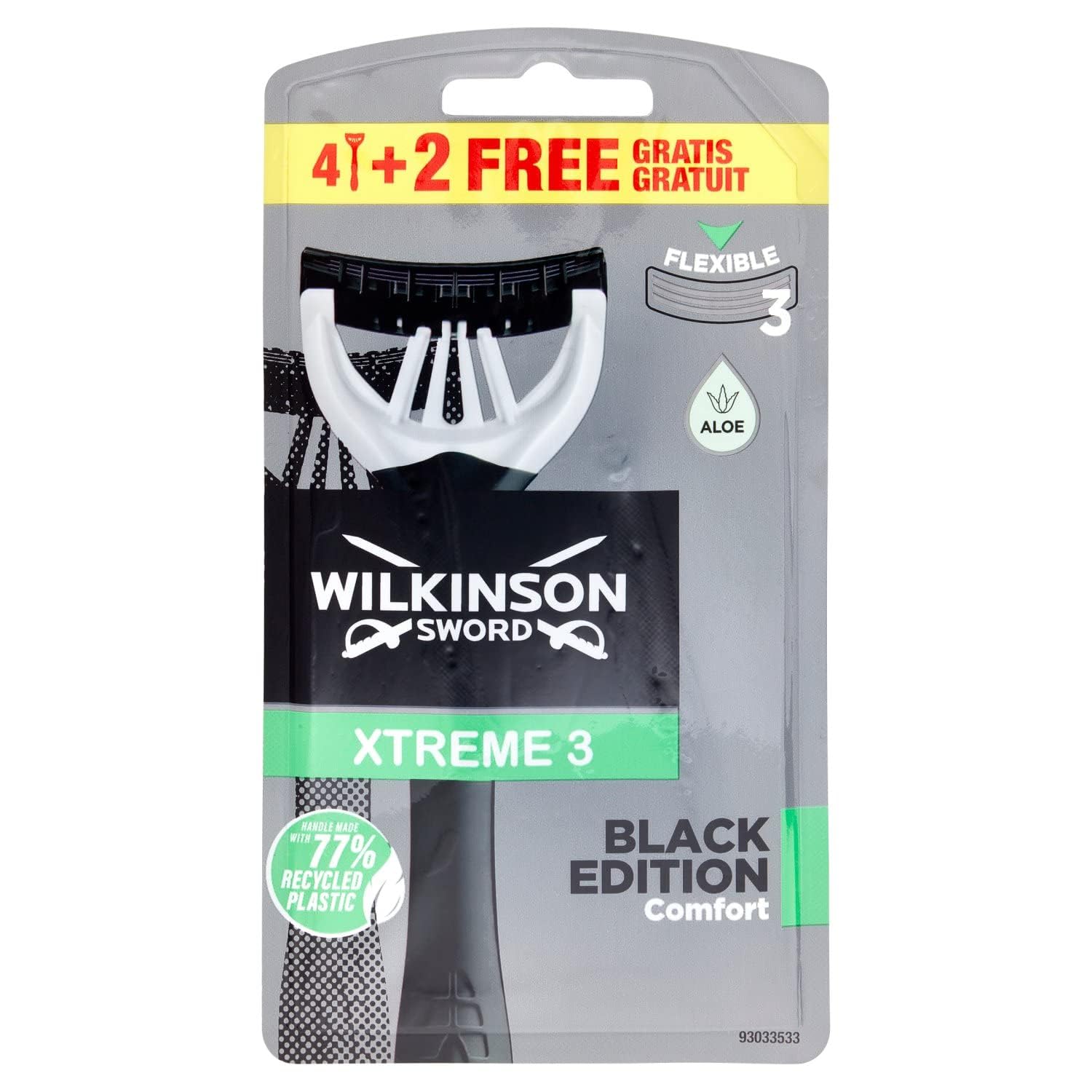 Sword Xtreme 3 Black Edition Disposable Razors (Aloe Vera) 4 + 2 Ks