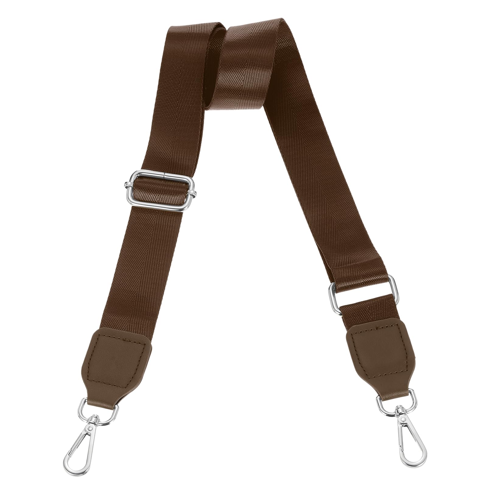 uxcell Wide Shoulder Strap, 3.8cm Adjustable Purse Strap Replacement Crossbody Strap for Shoulder Bag Wallets, Dark Brown, Silver Square Mouth Buckle