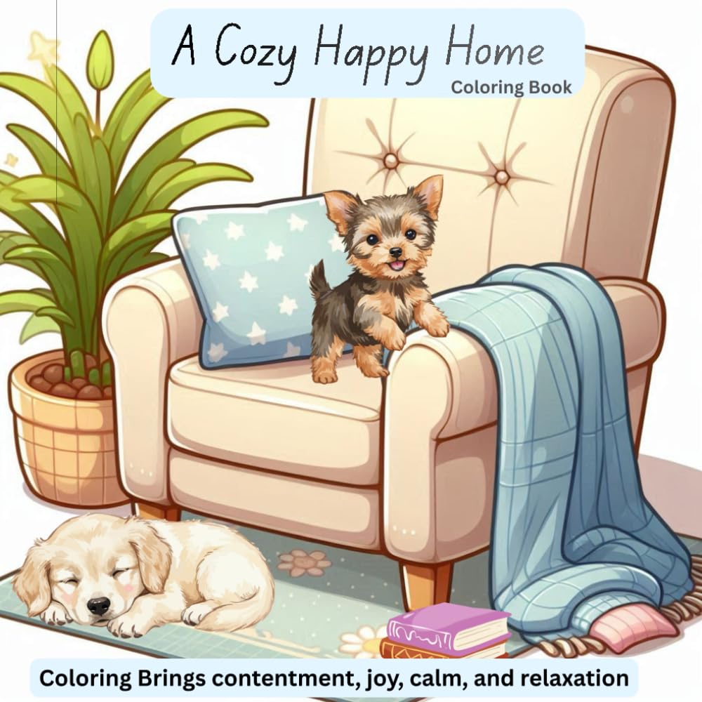 A Cozy Happy Home Coloring Book: Coloring Brings contentment, joy, calm, and relaxation