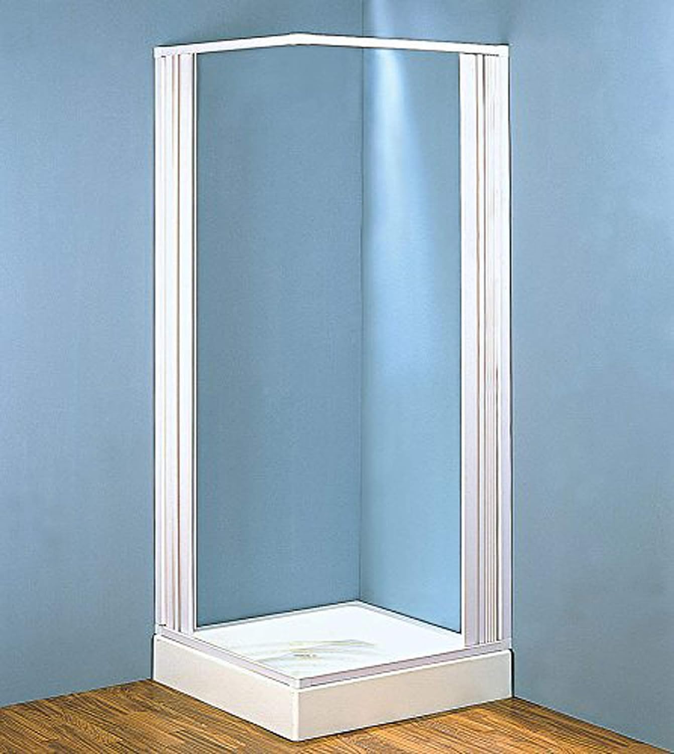 Forte BK102001 Nova Mampara de ducha esquinera de PVC, antical, reducible, resistente a los golpes y a los rayos UV, kit completo, 110 x 110 x 185 cm, color blanco, 80-110 X 80-110 Riducibile