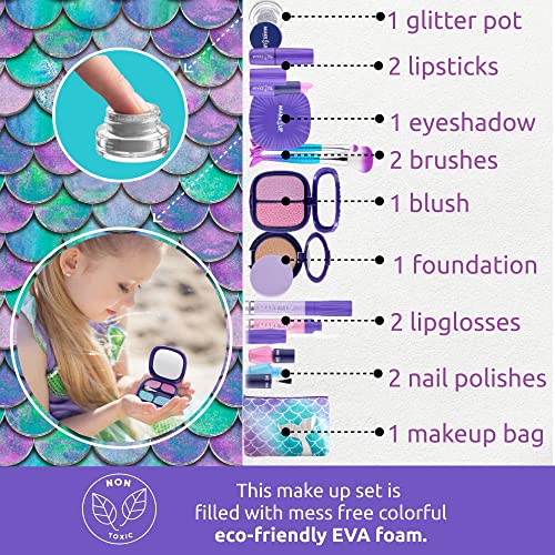 image for Make it Up Mermaid Pretend Play Kids Makeup Kit I Toddler Girl Toys Ma