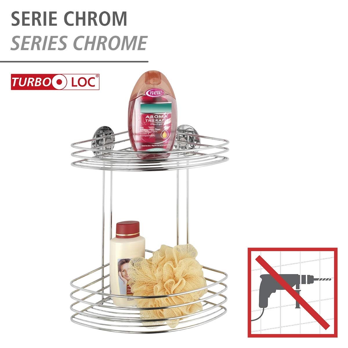 Wenko Turbo-Loc Rinconera, Acero, Plateado, 20x26.5x33 cm