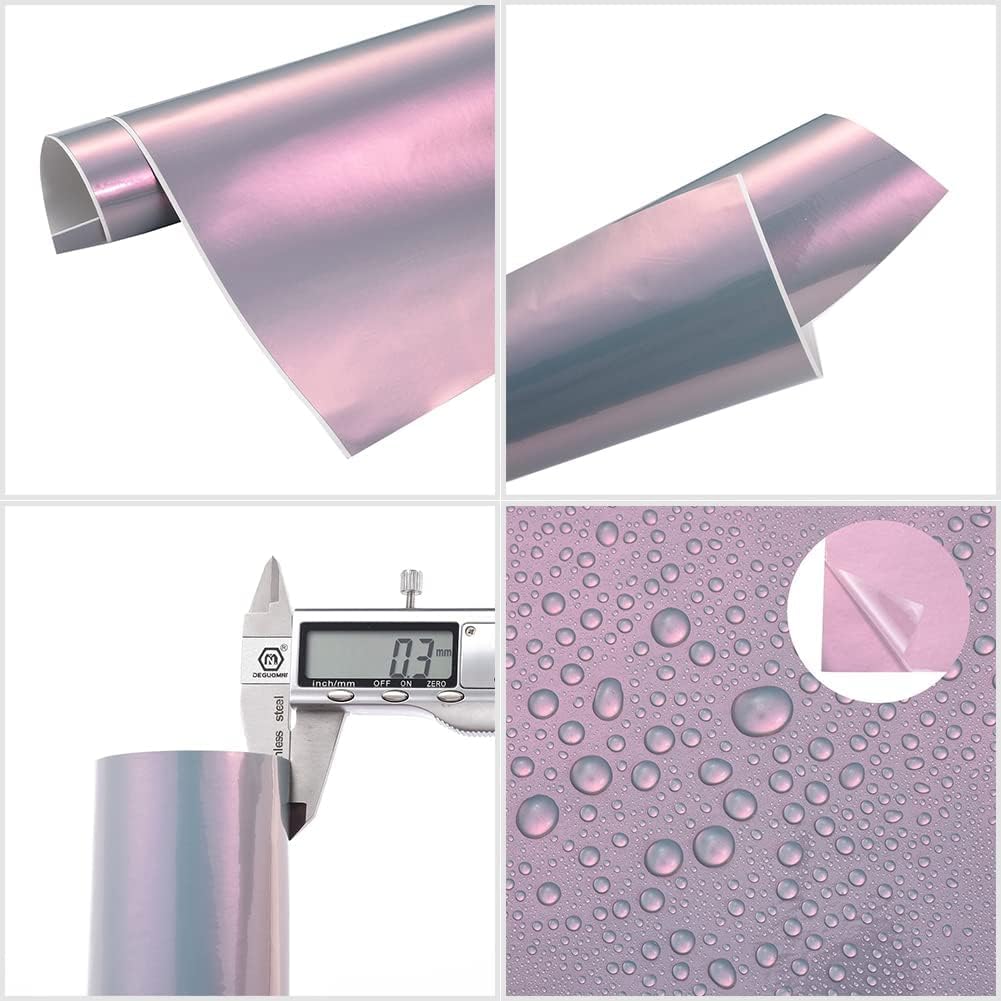 XhuangTech Chameleon Vinyl Wrap Grey to Red Adhesive Car Body Film Sticker Decal Sheet Roll Air Bubble Release DIY (Grey to Red, 60" x 11.8" (1.52M x 0.3M)