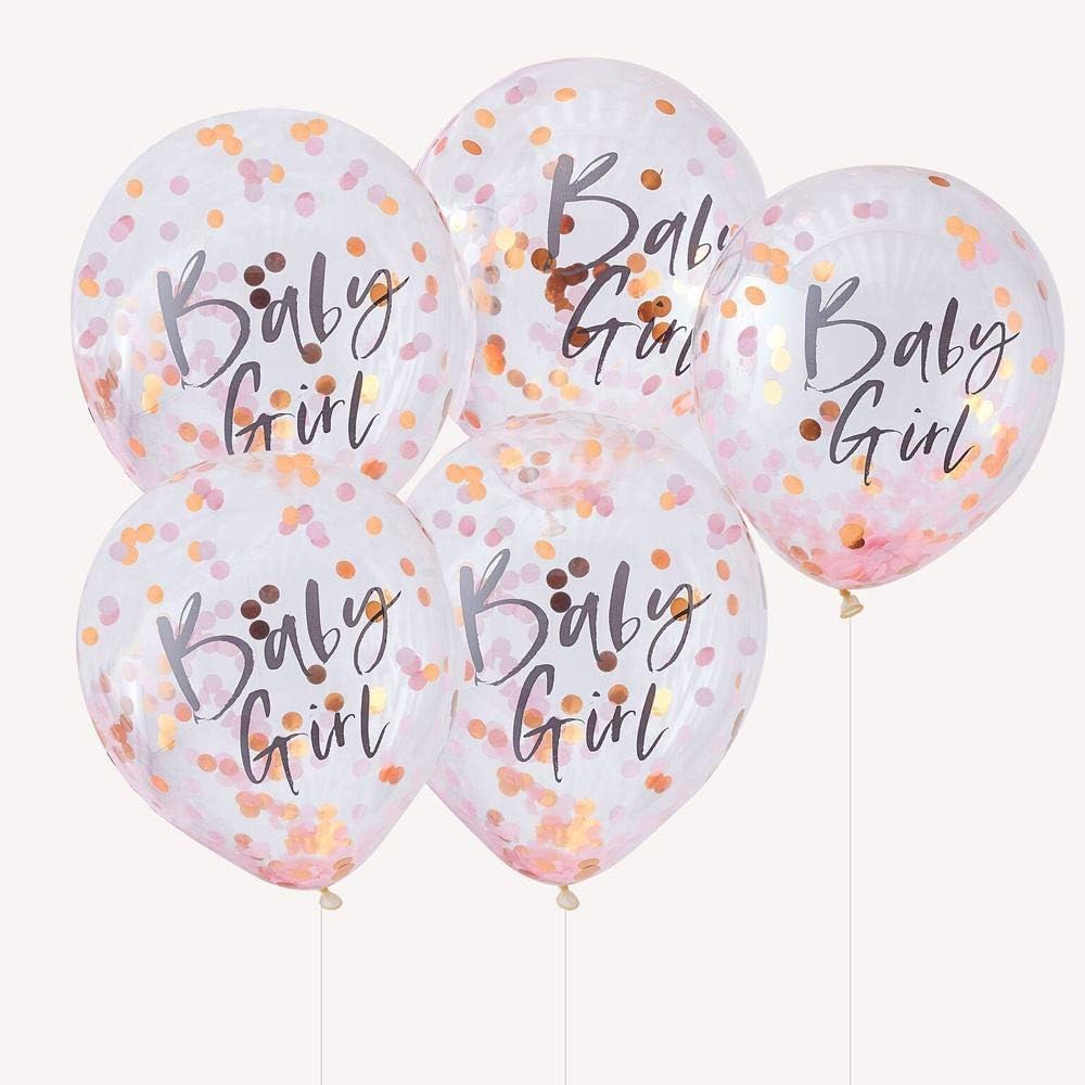 Twinkle Twinkle Rose Gold Foiled "Baby Girl" Confetti Decorative Baby Shower Party Balloons