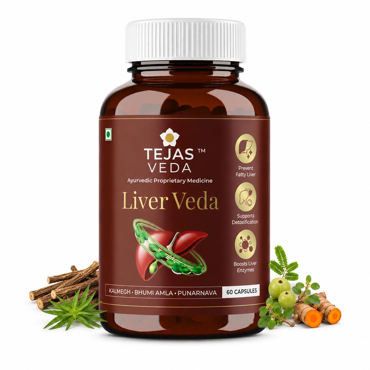 Liver Veda (60 Caps)– Ayurvedic Support to Manage Fatty Liver, Support Liver Detox, Digestion & Metabolism Support | 10 Ayurvedic Herbs With Kutki, Kalmegh, Bhumi Amla & Punarnava-image-18