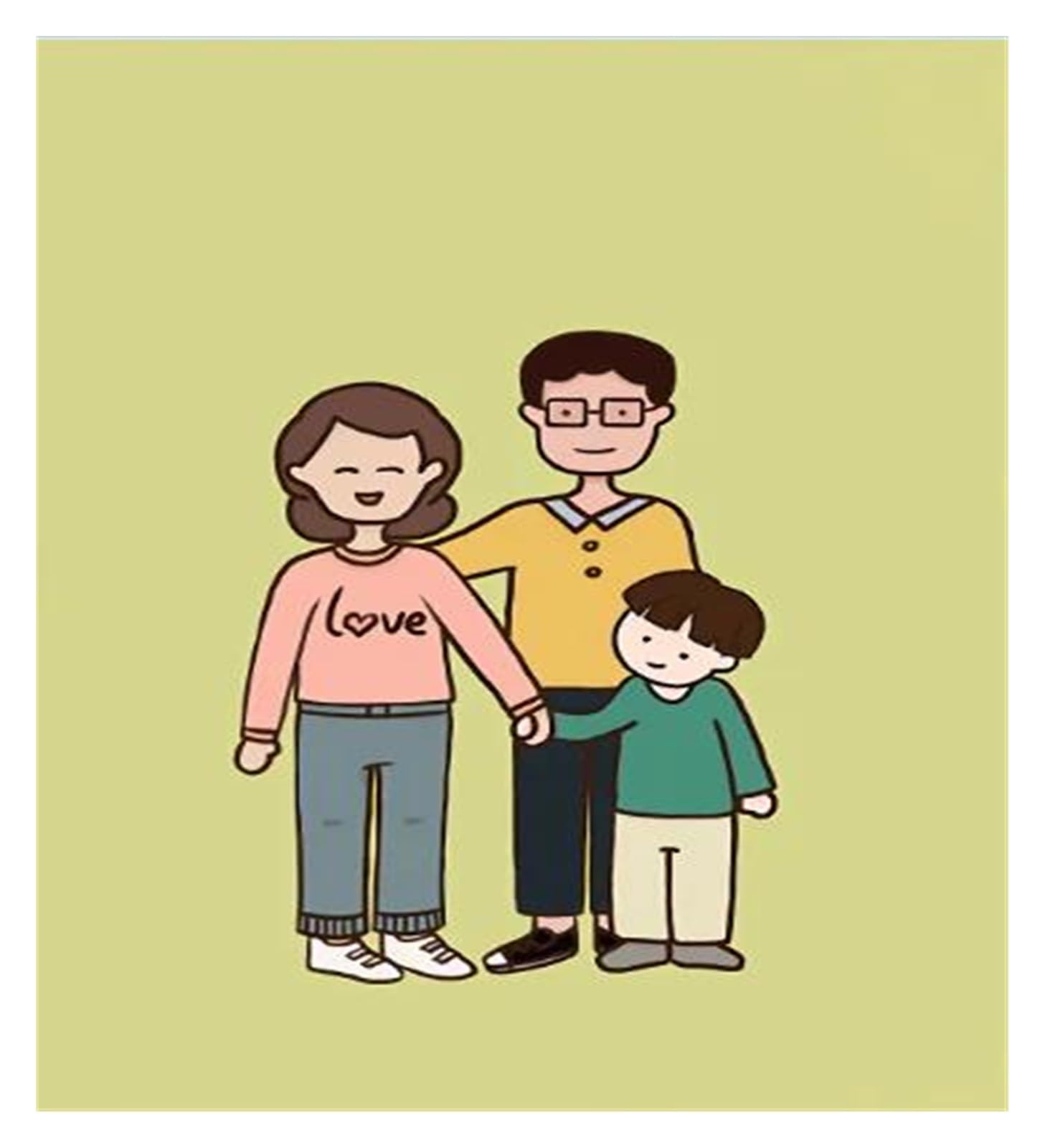 Tableau Dessin Animé Famille Heureuse pour une Décoration de Chambre Chaleureuse