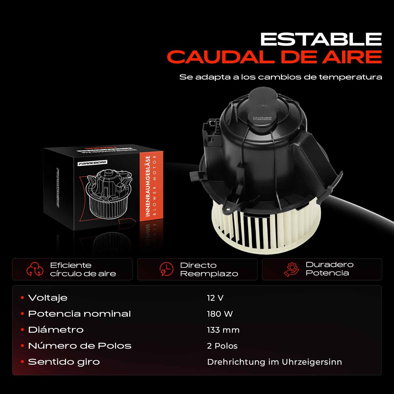 Frankberg Motor del ventilador 87617 | Compatible con: C3 Aircross II Van 2C 2R,C3 Aircross II 2C 2R,Crossland X Van,Crossland X P17 P2QO