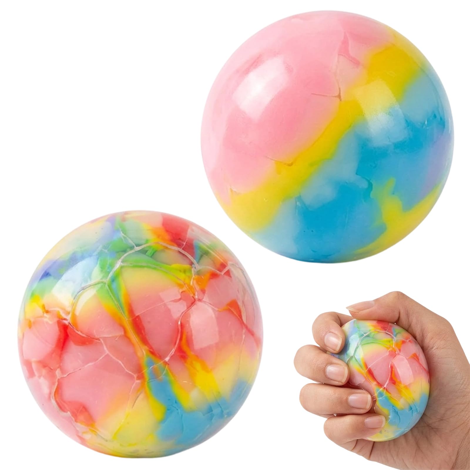 2 PCS Wax Cracking Squishy, Wax Squishy Stress Relief Item, Two Piece Set with Colorful Macaron Rainbow Design, Handheld Tools for Classroom, Office, Travel and Focus Assistance