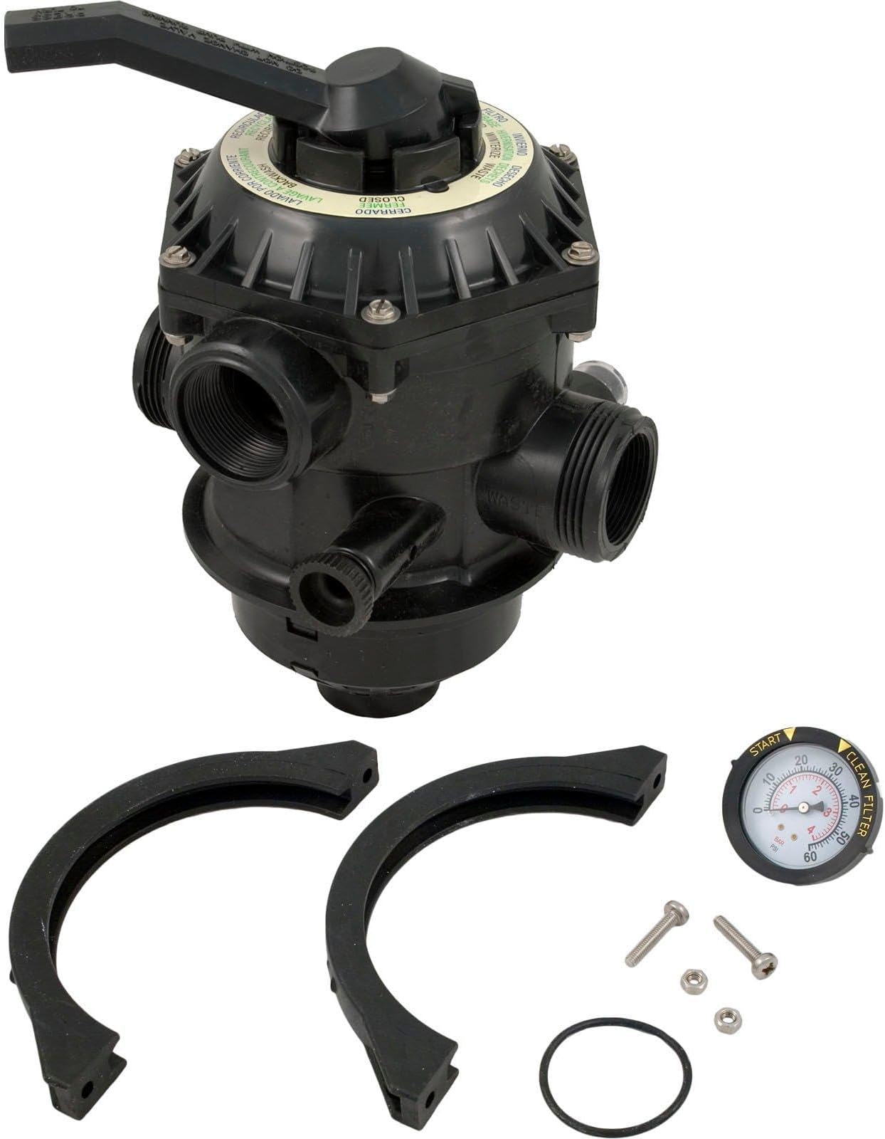 262506 1-1/2- Inch 6-Way Clamp Style Valve Replacement Pool and Spa Sand Filter