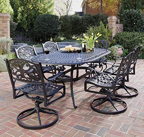 Homestyles Sanibel Black 7-Piece Outdoor Dining Set, Black, Biscayne
