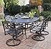 Home Styles 5554-335 Biscayne 7-Piece Outdoor Dining Set, Black Finish