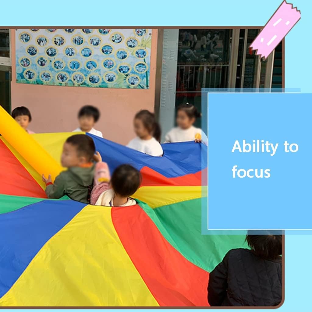 Play Parachute, Play Parachute Children Rainbow Parachute with Handles for Children Gymnastics Cooperative Play Outdoor Playground Activities