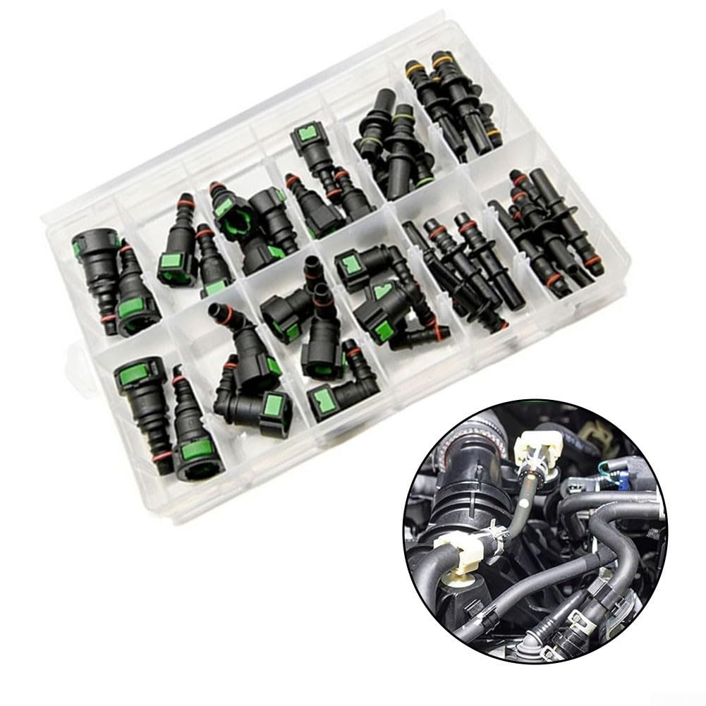Kit de reparación de línea de combustible con 40 piezas y 11 tamaños, incluyendo conectores de nailon rectos y codos para necesidades de montaje rápido