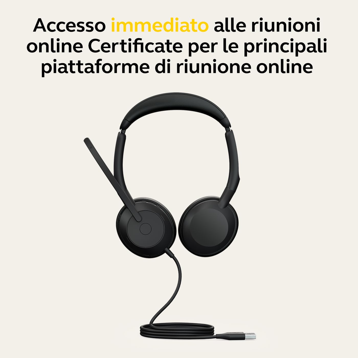 Jabra Evolve2 50 Cuffie Stereo cablate con Jabra Air Comfort, USB-A, Tutte le piattaforme, Stereo, Evolve2 50