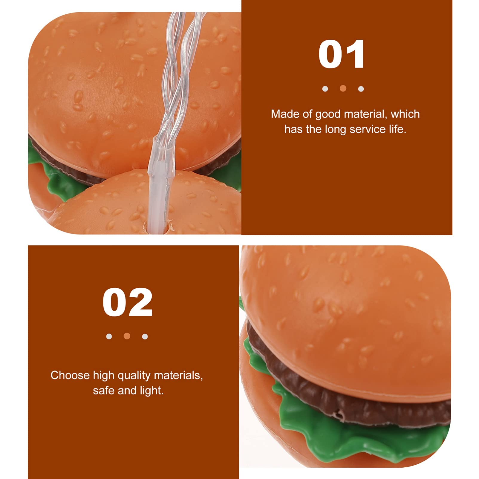 OSALADI 1ensemble Guirlande Led Forme De Hamburger Lampes Pour Décoration De Fête Chambre Garçon Fille Salon Et Restaurant Fonctionne Avec Piles Non Incluses Ambiance Chaleureuse Et