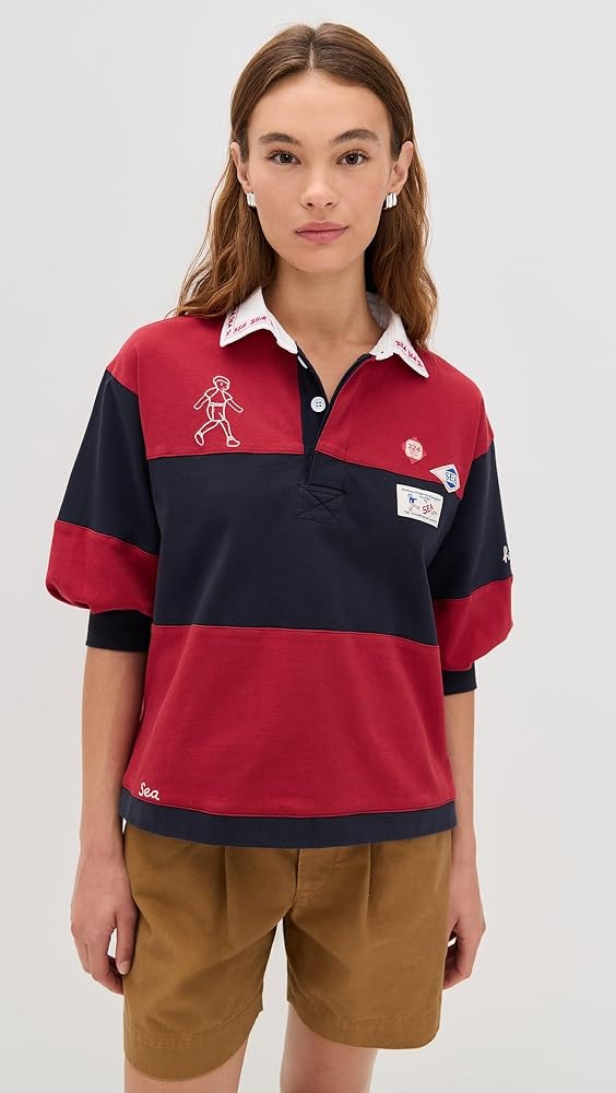 【SEA NEW YORK】 CAROLYN WORKWEAR RUGBY Amazon.com: Sea Women's Carolyn Workwear Rugby Shirt, Multi