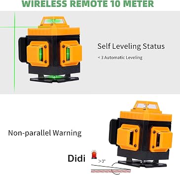 Angel Kiss 4D Self-Leveling Laser Level - Bright Green Cross Line Laser