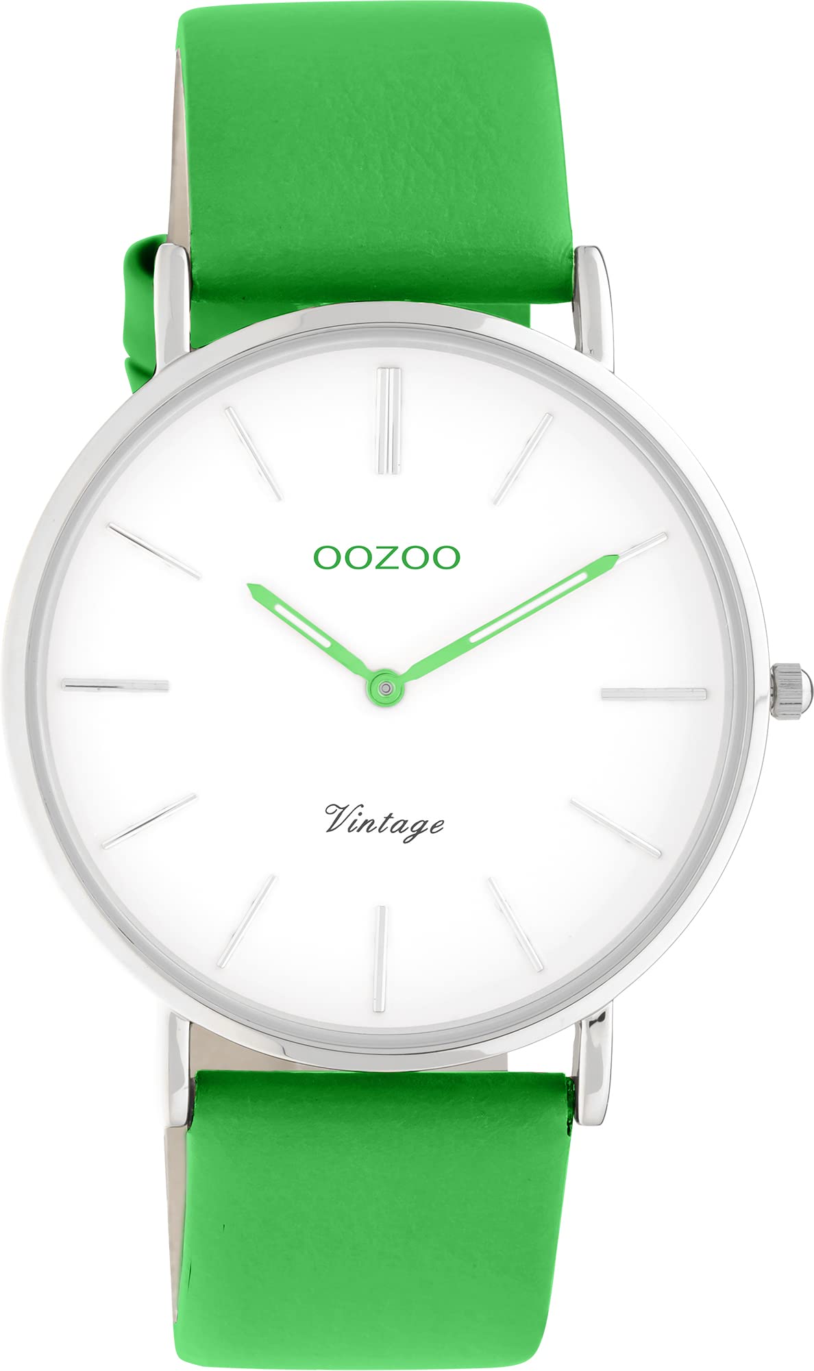 Oozoo Orologio da uomo vintage – Orologio da polso da uomo con cinturino in pelle da 20 mm – analogico da uomo rotondo – adatto anche come orologio da donna, verde, cinghie